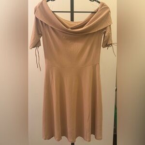 Hayden Beige Off-Shoulder Short Sleeve Dress
